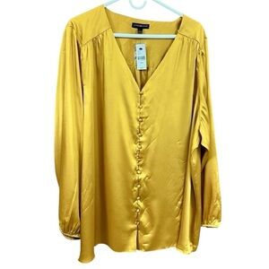 Lane Bryant Gold V Neck Blouse
